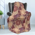 thumbnail image 4 of Moroccan Soft Flannel Fleece Throw Blanket, Grid Style Ornate Ceramic Style Tile Orient Vintage Inspirations, Cozy Plush for Indoor and Outdoor Use, 60" x 80", Pale Orange Dark Blue, by Ambesonne, 4 of 5