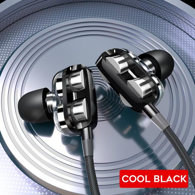 Auriculares HiFi con cable de 3,5mm, cascos con cuatro núcleos, deportivos, para correr, estéreo, con micrófono, manos libres