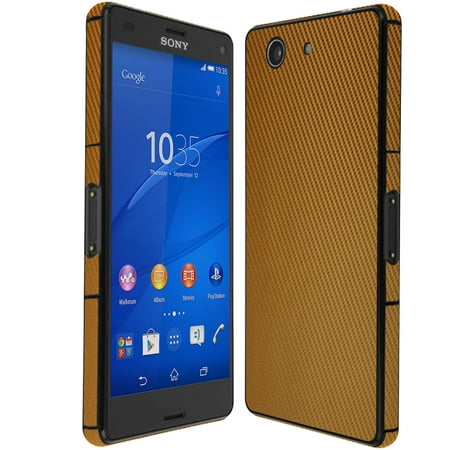 Skinomi Gold Carbon Fiber Skin & Screen Protector for Sony Xperia Z3 Compact