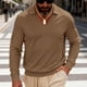 thumbnail image 4 of pstuiky Camisas de invierno de manga larga para hombre, Blusa informal de manga larga con cuello en V y solapa para hombre, de color liso top de hombre xl, 4 of 6