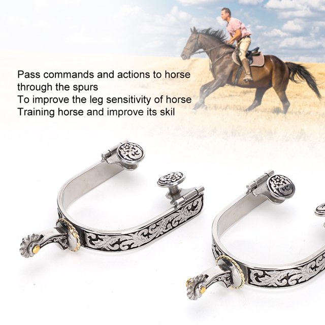 Espuelas de Caballos, Espuelas Exquisitas Spurs de Decretación Spurs, 2pcs para Abrenamiento de Caballos Doma Competitiva de Competencia EciStre