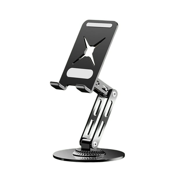 Soporte de escritorio giratorio para tablet y teléfono, ajustable y plegable, de metal, para teléfono móvil y tablet, con giro de 360°, de aleación de aluminio, ideal para ver contenido en