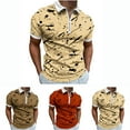 thumbnail image 6 of Quarter Zip Lapel Short Sleeve Shirts Mens Striped Tops Colorblock Print Slim Fit Blouses Workout T-shirt Casual Tees Pullovers Yellow,XL, 6 of 6