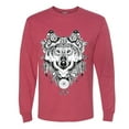 thumbnail image 2 of Drawn Tribal Wolf Animal Lover Mens Long Sleeve Shirt, Vintage Heather Red, 2XL, 2 of 3