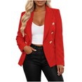 thumbnail image 2 of IUYRTFE Women Lapel Collar Double Breasted Blazer Slim Fit Casual Suit Jacket for Office Daily Wear, 2 of 6