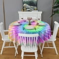 thumbnail image 2 of Colorful Tie Dye Pattern Round Tablecloth 60"x60",Wrinkle Wipeable Table Cloth for Kitchen Dining Room Picnic Patio Party, 2 of 6