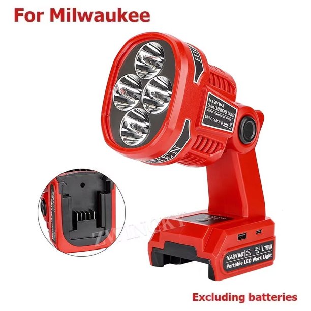 Para Makita/Milwaukee/Dewalt/Bosch/Black&Decker/Craftsman/Ryobi Batería de Iones de Litio de 18V Luz de Trabajo LED Linterna Lámpara Portátil Luz