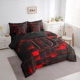 thumbnail image 2 of Erosebridal Girls Boys Neon Lights Futuristic Cubes Twin Bedding Sets 7-Piece,D Letter Monogrammed Black Red Bedding Comforter Set For Kids Teens,Black Reversible, 2 of 6