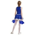 thumbnail image 2 of YiZYiF Girls Shiny Sequins Cheer Leader Uniform Outfit Juniors Sleeveless Zip-Up Cheerleading Dance Dress Royal Blue-A 8, 2 of 7