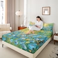 thumbnail image 4 of Manfei Blue Flowers Girl Twin Sheet Sets 3pcs,Spring Garden Twin Fitted Sheet Microfiber,Abstract Oil Painting Breathable Flat Sheet,Ultra Soft Home Decor, 4 of 7