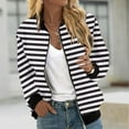 thumbnail image 7 of Ftwytp Womens Casual Jacket Long Sleeve Full Zip Coats Solid Pocket Jacket Outwear Sportswear Coats Stripe Print Cardigan Outwear Zipper Sweatshirts, 7 of 7
