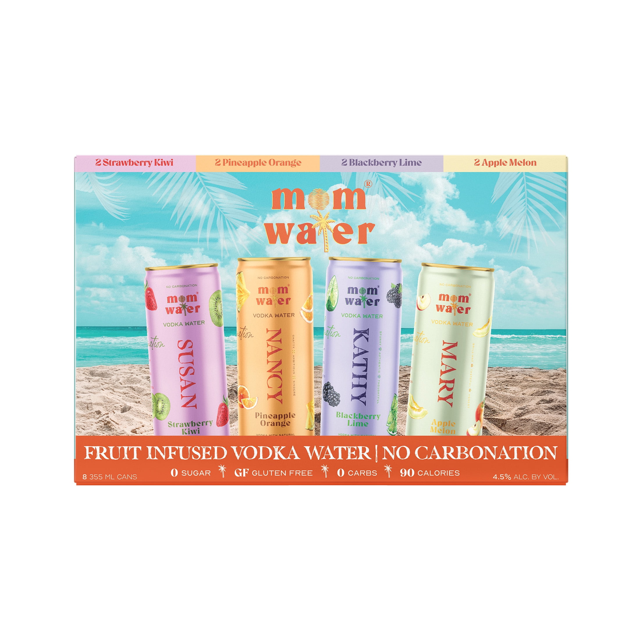 Mom Water Mom Squad Vacation Mode Mixed Flavors Flavored Alcoholic Beverage, 12 fl oz Can, 4.5% ABV