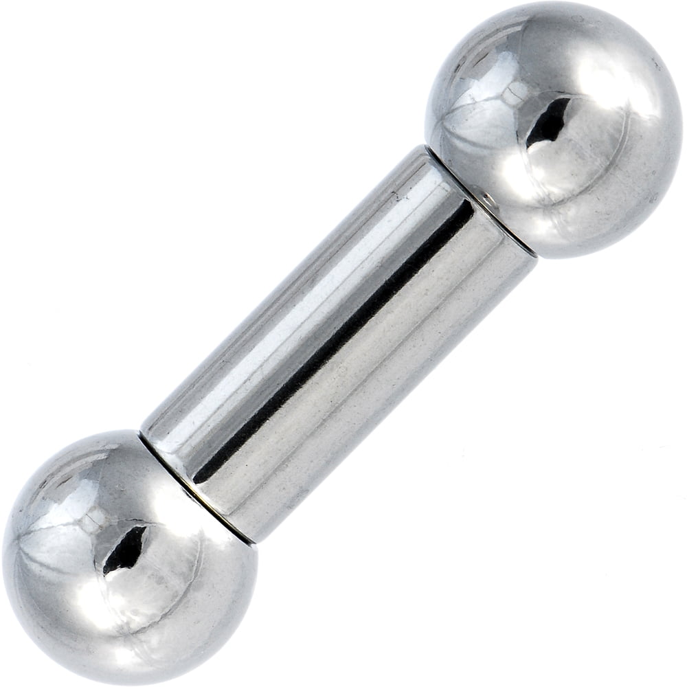 Barbell Tongue Nipple Ring Heavy 0 Gauge 3/4" Internal Thread 12mm Balls Stee