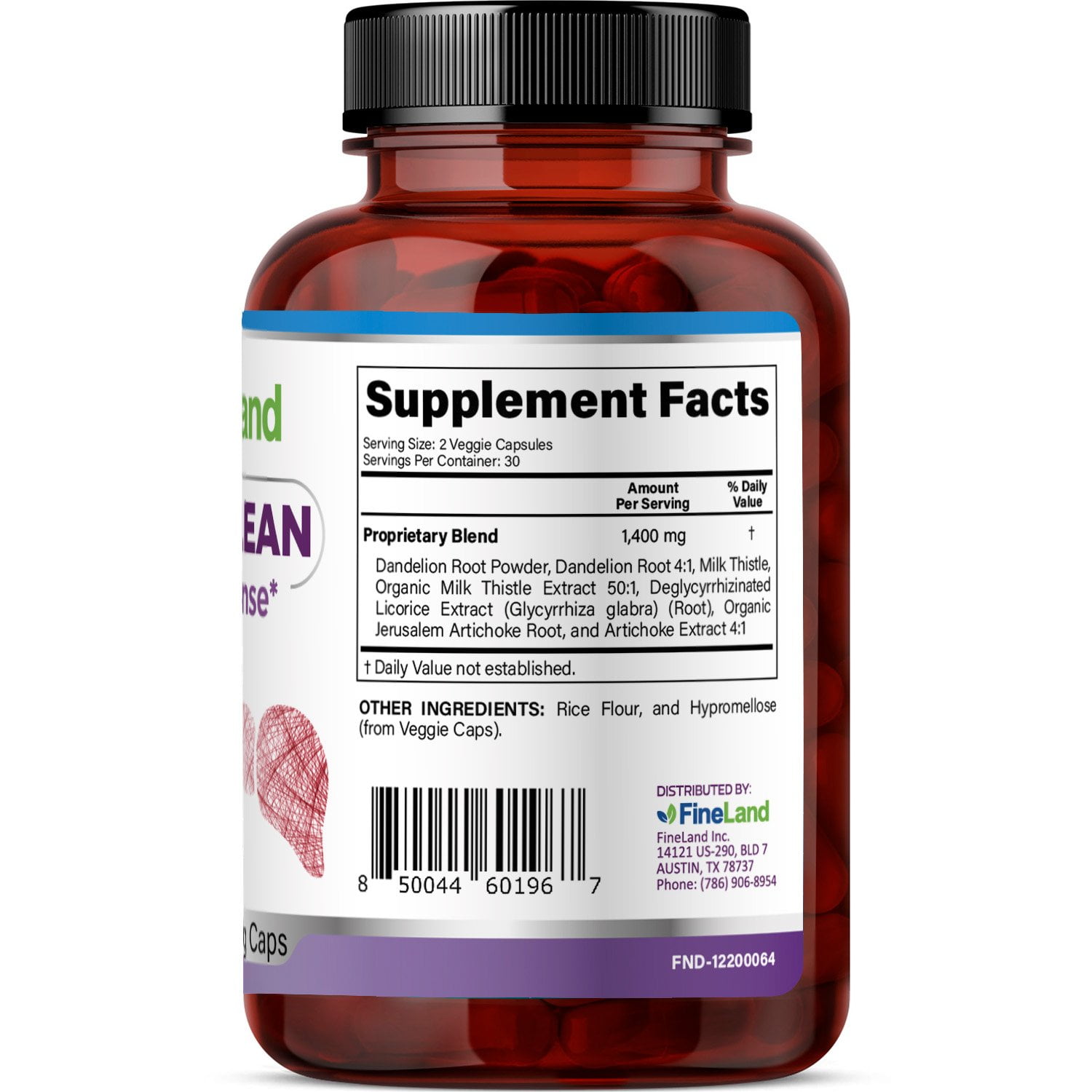 Fineland Vitamins HEPA-CLEAN Liver Cleanse Digestive Enzymes 60 Count 60 Veggie Caps