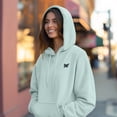 thumbnail image 5 of Dalix Butterfly Embroidery Relaxed Hoodie Soft Fleece Sweatshirt Drawcord Fit Lounge Womens in Sea Foam 3XL XXX-Large, 5 of 5