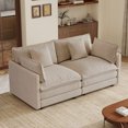 thumbnail image 3 of MIKIBAMA 70.8" Light Coffee Chenille L-Shaped Loveseat Sofa, 2-Seat Deep Seat Couch for Small Space, 3 of 11
