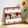 thumbnail image 3 of Canvas Wall Art, Red Poinsettia Christmas Framed Canvas Prints for Living Room Bathroom, Xmas Botanical Berry Red Border Gallery Wrapped Wall Decor for Home Office, Gifts, 12"x12" Ship Next Day, 3 of 9