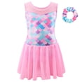 thumbnail image 3 of WIBACKER 3-12Y Sleeveless Gymnastics Ballet Leotard with Skirt for Girls Sequin Mermaid Dance Dresses Yoga Sports, 3 of 12