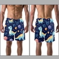 thumbnail image 3 of luoweisi Men's Beach Shorts Quick Dry Swim Trunks with Mesh Lining Cartoon Dinosaur L, 3 of 5