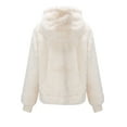 thumbnail image 3 of Giolshon Women's Faux Fur Jacket with 2 Side Seam Pockets, The Coat with Hood Spring and Fall, 3 of 6