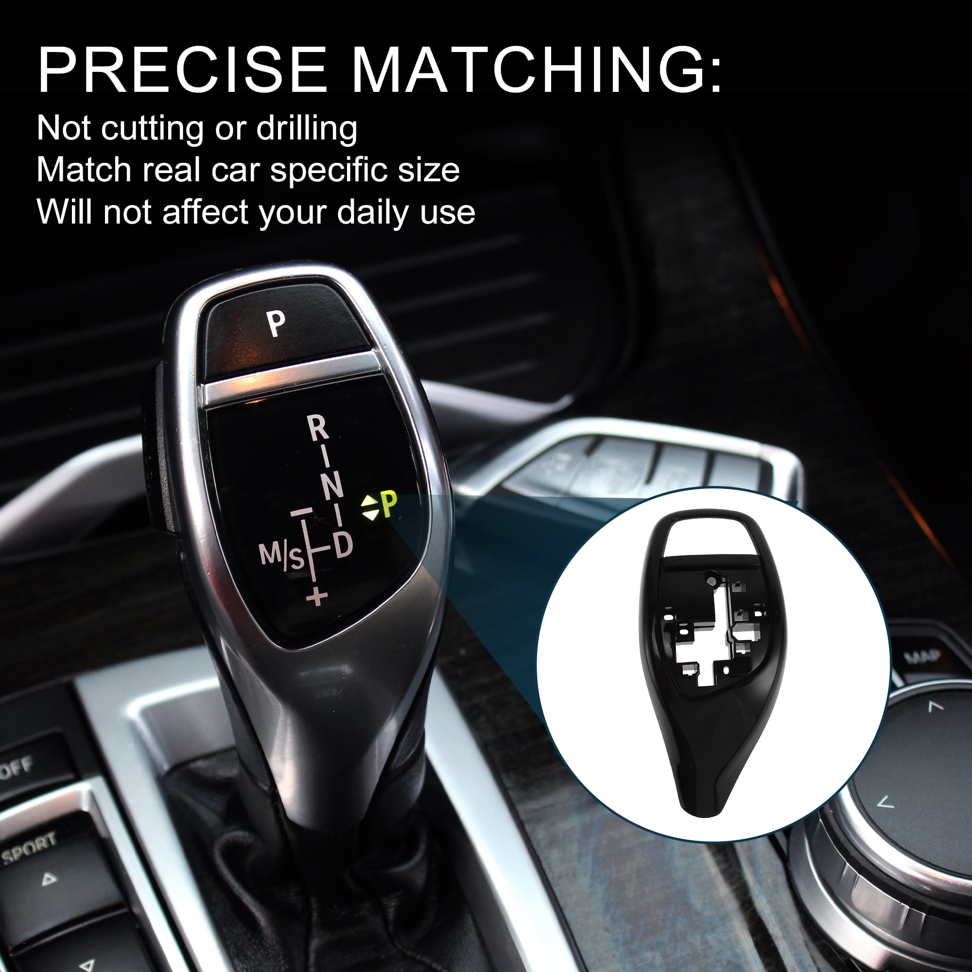 Unique Bargains Gear Shift Knob Button Cover Knob Trim Sticker for BMW 1'F20 F21/2'F22/3'F30 Black Center Console 1 Set