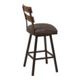 thumbnail image 3 of Saugus 30" Bar Height Metal Swivel Barstool in Bandero Espresso Fabric and Auburn Bay Finish with Walnut Wood Back, 3 of 5