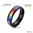 thumbnail image 2 of PAMTIER 6MM Unisex Gay and Lesbian Pride Stainless Steel Fashion Classic Black Sticker Rainbow Ring Personality Homosexuality Black Size 11, 2 of 6