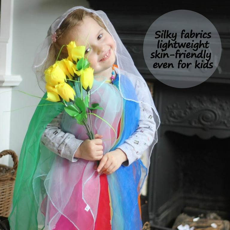 12Pcs Dance Juggling Scarves, Silk Square Play Scarves for toddlers and kids - Performance Props Musical Instrument Accessories