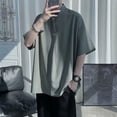thumbnail image 5 of Conjuntos de camisetas y pantalones cortos para hombre, de nailon, lisos, sin logotipo, de corte regular, informales, holgados, novedad en camisetas y tops, moda para hombre 2024, 5 of 5