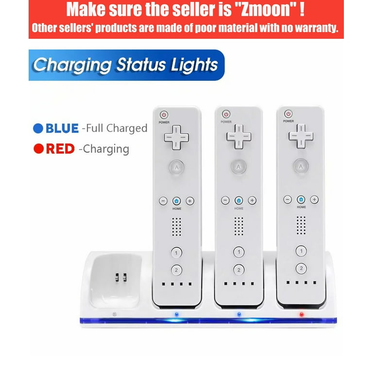 E ERSY Wii Remote Charger, 4-in-1 Charging Dock Station with
