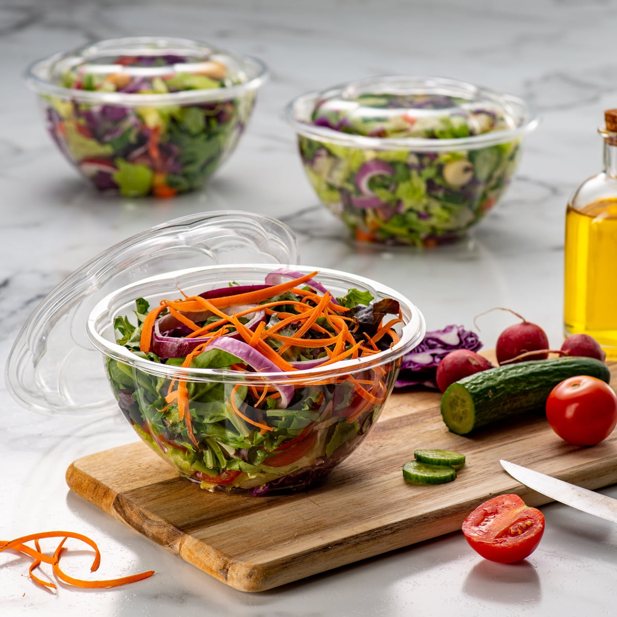 POPMISOLER 252 Pack Clear Plastic Salad Bowls with Lids Disposable,24OZ  Reusable Salad Bowl with Lid,Disposable Salad Bowls with Lids,Salad To Go