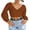 Coffee, variant on LOMON Women's Knitted Crop Deep V-Neck Long Sleeve Pullover Cross Wrap Front Loose Pullover Sweater