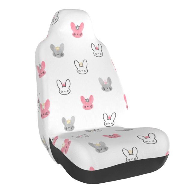 Balery Girl Rabbit Funda de Asiento para Auto con Diseño - Cubierta Frontal Suave y Transpirable con Protector Antideslizante- 1 Unidad