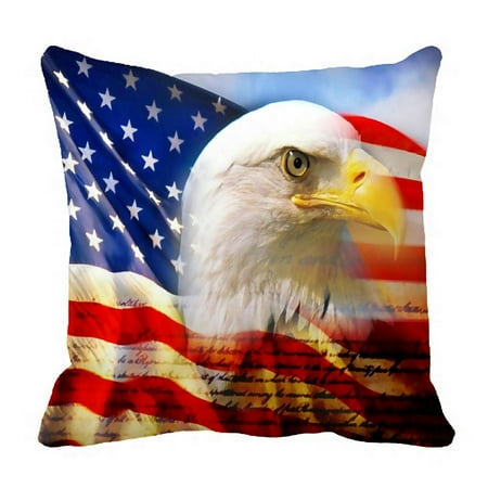 - ZKGK Bald Eagle On American Flag Pillowcase Home Decor Pillow Cover Case Cushion Two Sides 18x18 Inches