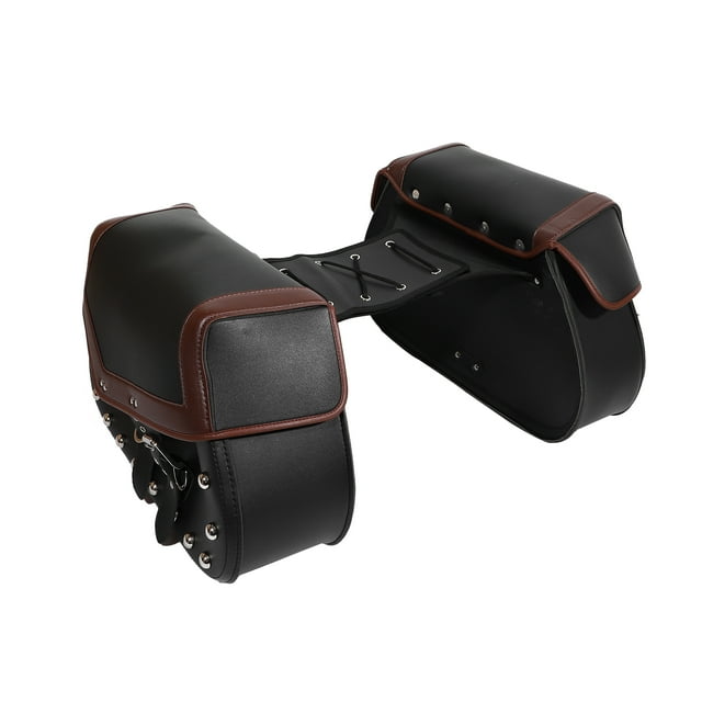 Alforjas de motocicleta Unique Bargains 1 Par Negro Marrón 44x13x36cm