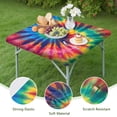 thumbnail image 4 of Colorful Rainbow Tie Dye Spiral Pattern Square Fitted Tablecloth with Elastic Edge,Square Table Cover,Washable Elastic Table Cover for Home Kitchen Party Decor 36"x36", 4 of 6