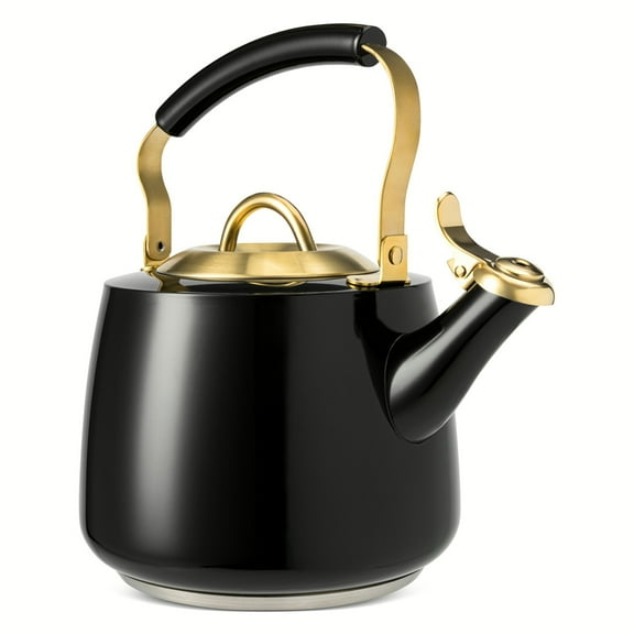 Thyme & Table Stainless Steel 1.8L Stovetop Tea Kettle - Black & Gold