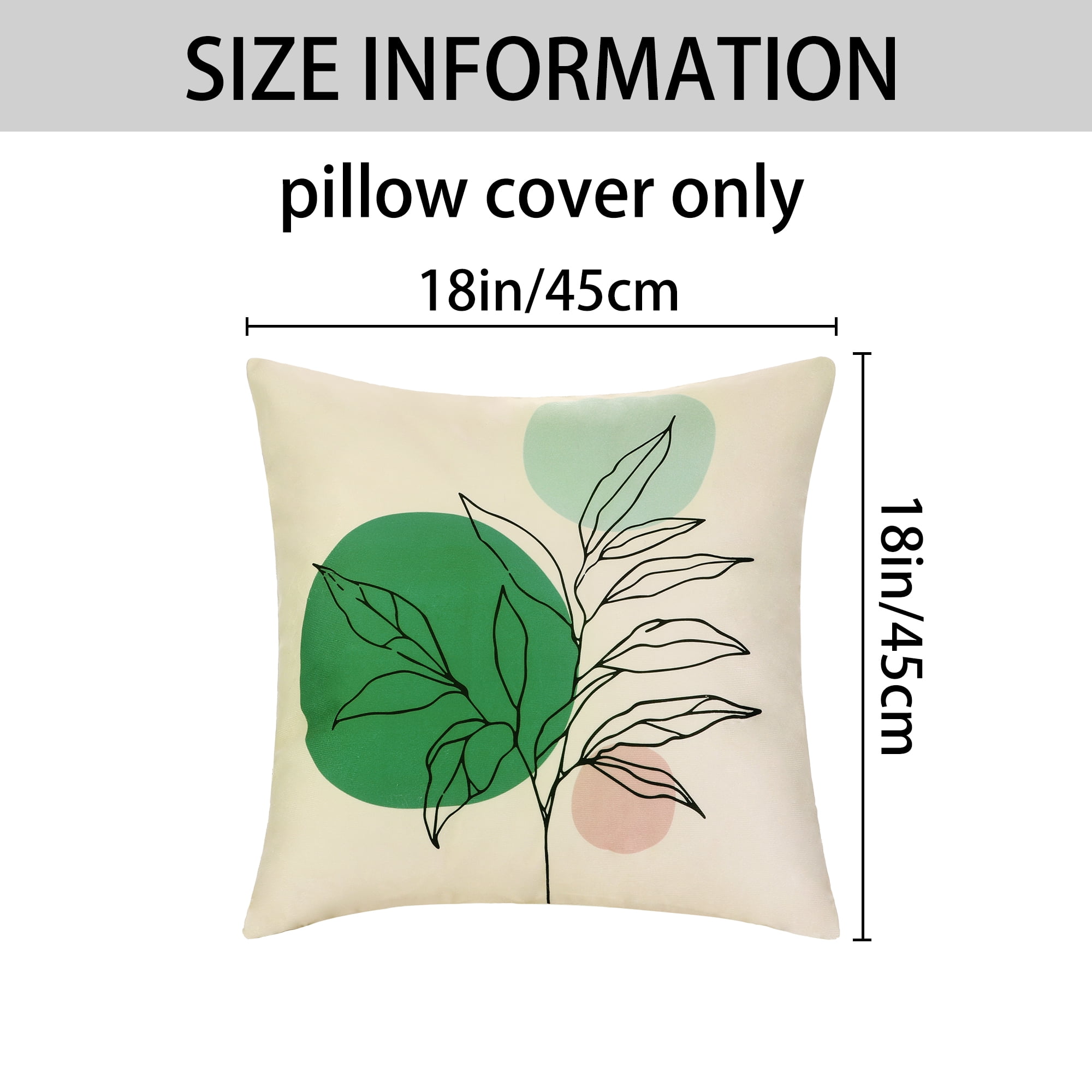 Unique Bargains Plant Printed Couch Sofa Chair Decor Decorative Pillow Covers (2 Count) Green-1 18" x 18"