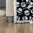 thumbnail image 4 of Skull & Bones Faux Shearling Micro Plush Throw Blanket 50" x 60" Black & White by Plazatex, 4 of 7