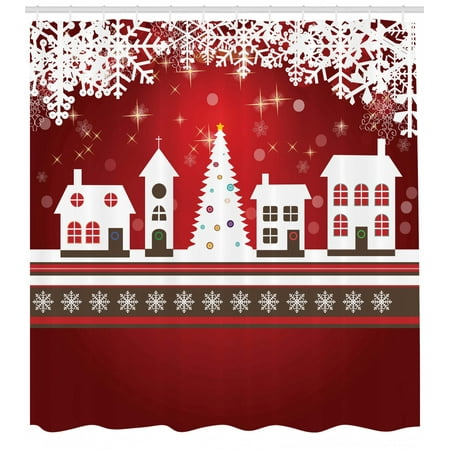 Christmas Shower Curtain Winter Holidays Theme Gingerbread House