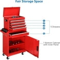 thumbnail image 6 of Ktaxon 2 in 1 Rolling Tool Chest Storage Cabinet, Mechanic Tool Organizer Box, w/5 Drawers, Red, 6 of 8
