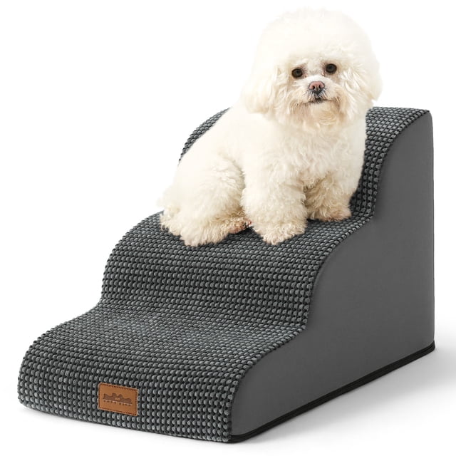 PetSafe Curved Dog Stairs – Foam Ramp for Small Pets, Non-Slip Ladder for Bed & Sofa with Waterproof Cover