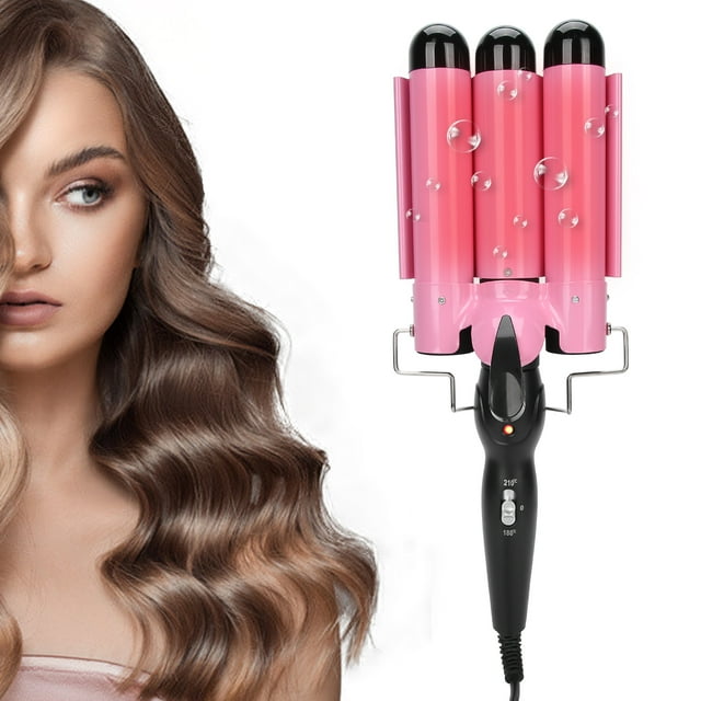 Rizador de Pelo de 3 Barriles, Rizador de Pelo Ajustable, Rizador Ondulador, 110 V ~ 240 V, Calentamiento Rápido, Fácil Ajuste de Temperatura, Peinado Saludable,
