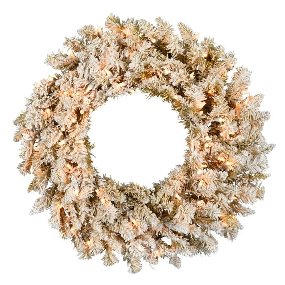 Vickerman 36" Frosted Gold Artificial Christmas Wreath, Clear Dura-lit Incandescent Lights