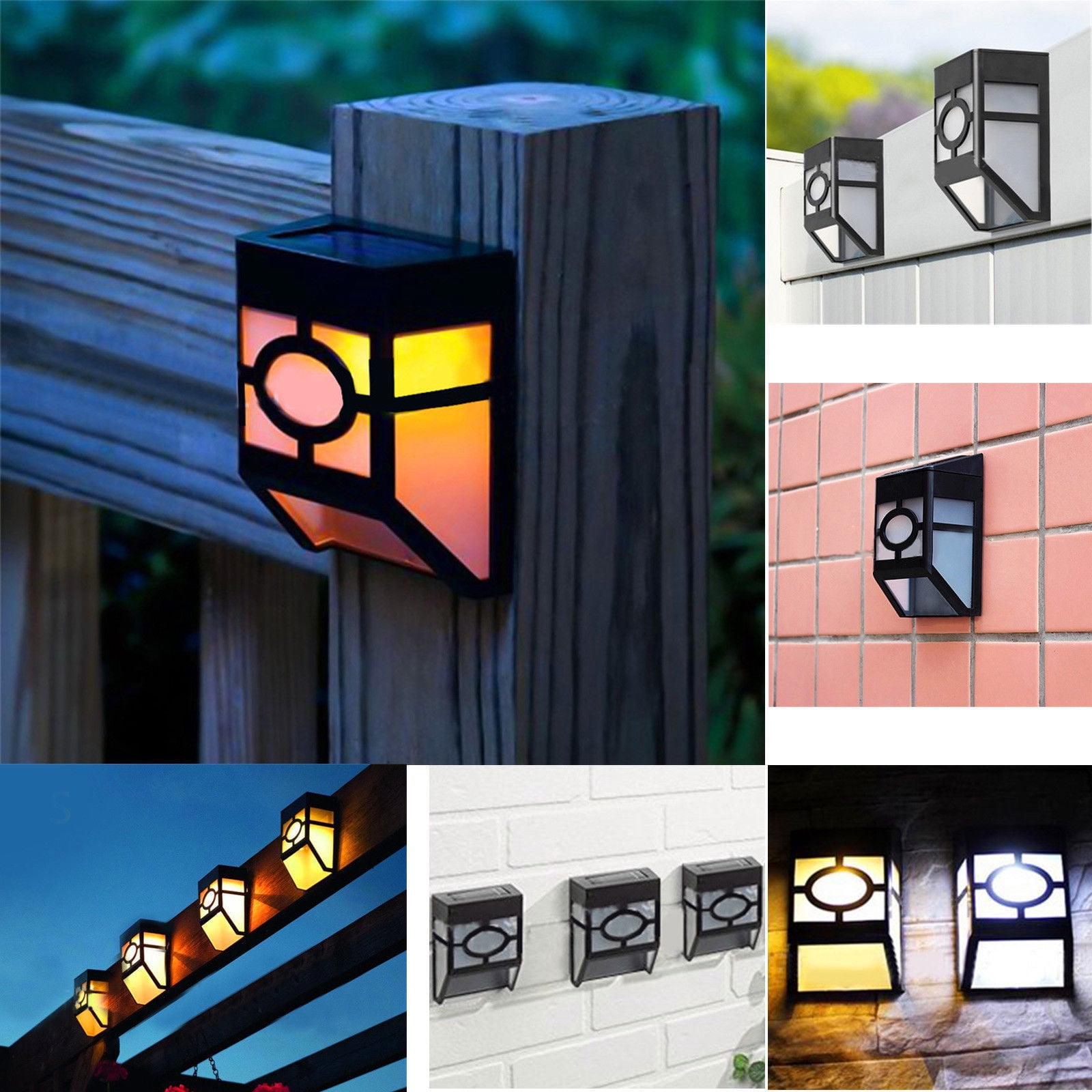 4X Solar Powered LED Fence Lamp Outdoor Garden Path Wall Deck Wall Mount Lights 