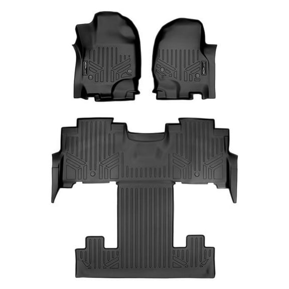 Smartliner SA0350-B0350 3 Row Floor Mats Liner Set with 2nd Row Bucket Seats for 2018-2022 Ford Expedition, Black