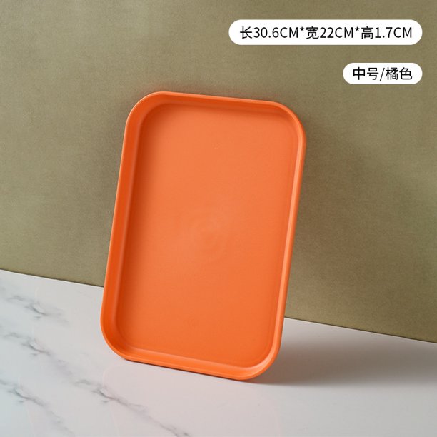 Nvzi Bandeja de comida ligera de color naranja de 2 piezas - Bandeja de paja de trigo de 30,5 × 22 × 1,5 cm, plato resistente sin BPA, apto para lavavajillas.