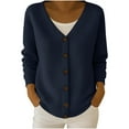 thumbnail image 2 of Plus Size Cardigans for Women Trendy V Neck Button up Jackets Cute Pullover Soft Lightweight Knit Outerwear New Cardigan Sweaters for Women Navy XL, 2 of 3