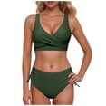 thumbnail image 1 of Kcodviy Women High Waisted Bikini Plus Size Bathing Suits for Women Shorts Push Up Two Piece Swimsuits Vintage Swimsuit Two Piece Retro Ruched High Waist Print Bikini Set, 1 of 6
