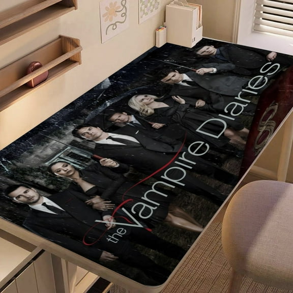 The Vampire Diaries-themed extra-large Non-Slip Base leather Desk Table mat—versatile for computer desks, dining tables, and more.12"x24"(30X60cm）